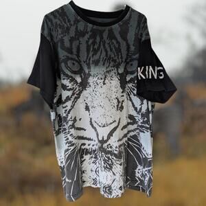Another Hype Piece 3XL KING Black and White Tiger AOP All Over Print T-Shirt